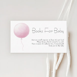 Pastel Pink Balloon Girl Baby Shower Books Request Enclosure Card