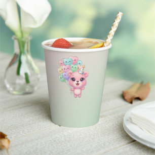 Pastel Pink Bear Baby Shower Cups