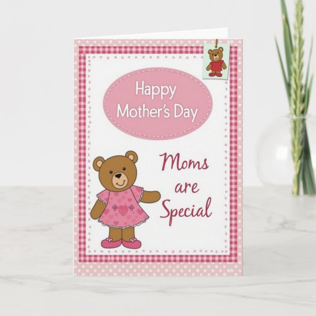 Pastel Pink Bear Love Card (Front)