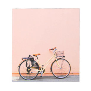 Pastel Pink Bike Basket Bicycle Two Wheel Notepad