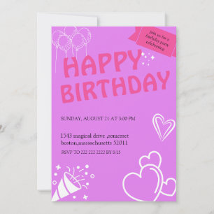 Pastel Pink Birthday Bliss invitations