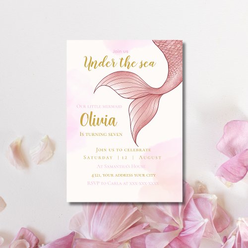 Pastel pink birthday  invitation