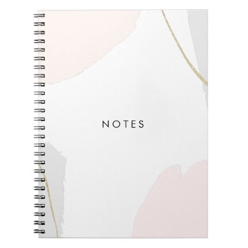 Pastel Pink Black  Gray Watercolor Brush Strokes Notebook