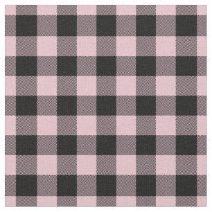 Pastel Pink & Black Plaid Gingham Fabric