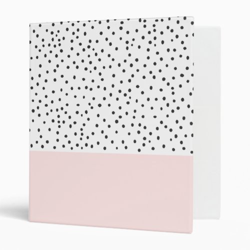 Pastel pink black watercolor polka dots pattern 3 ring binder