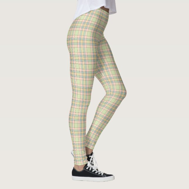 Pastel Pink, Blue and Green Plaid Leggings (Right)