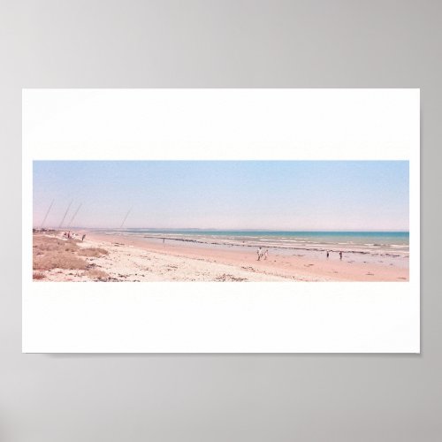 Pastel Pink Blue Beach Ocean Sea Walking Poster