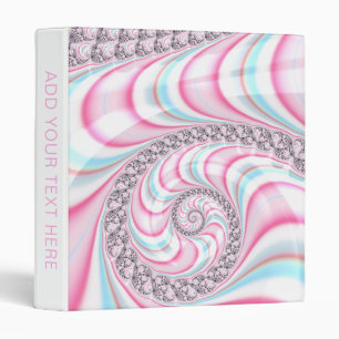 Pastel Pink Blue Candy Cane Spiral Fractal 3 Ring Binder