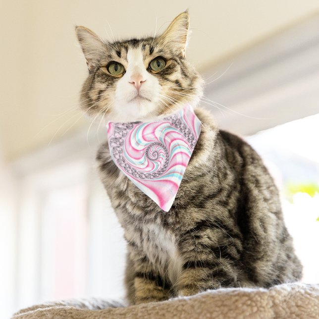 Pastel Pink Blue Candy Cane Spiral Fractal Bandana (Creator Uploaded)