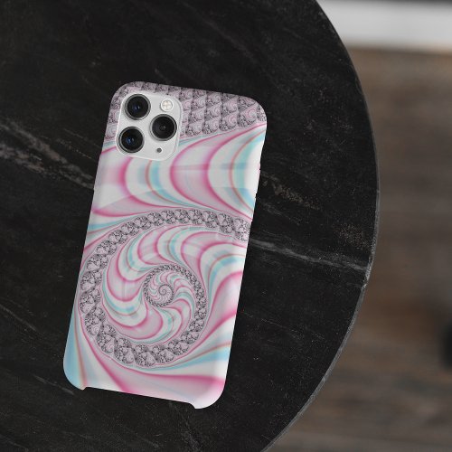 Pastel Pink Blue Candy Cane Spiral Fractal iPhone 13 Pro Case