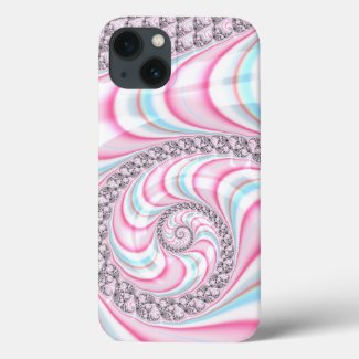 Pastel Pink Blue Candy Cane Spiral Fractal Case-Mate iPhone Case