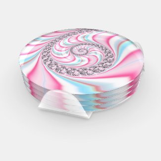 Pastel Pink Blue Candy Cane Spiral Fractal