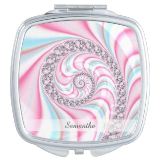 Pastel Pink Blue Candy Cane Spiral Fractal
