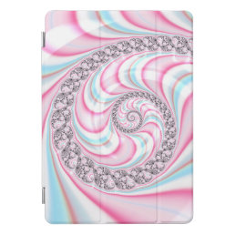 Pastel Pink Blue Candy Cane Spiral Fractal iPad Pro Cover