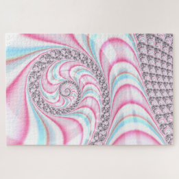 Pastel Pink Blue Candy Cane Spiral Fractal Jigsaw Puzzle