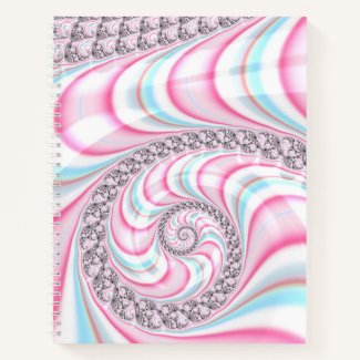 Pastel Pink Blue Candy Cane Spiral Fractal Math