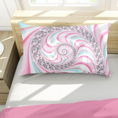 Pastel Pink Blue Candy Cane Spiral Fractal Pillow Case