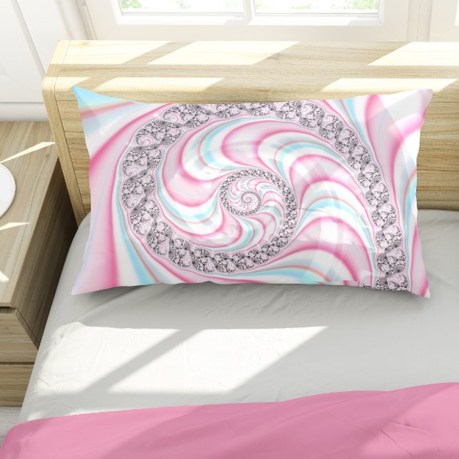 Pastel Pink Blue Candy Cane Spiral Fractal Pillow Case (Creator Uploaded)