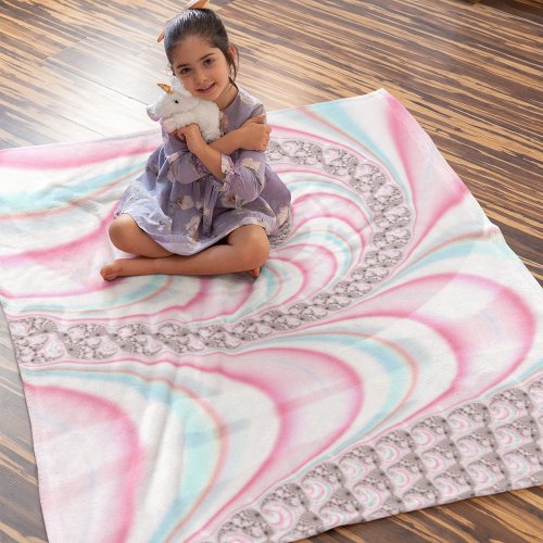 Pastel Pink Blue Candy Cane Spiral Fractal  Sherpa Blanket