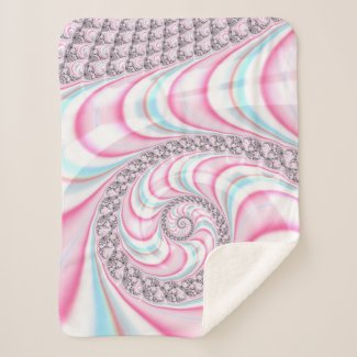 Pastel Pink Blue Candy Cane Spiral Fractal 