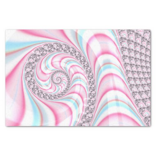 Pastel Pink Blue Candy Cane Spiral Fractal Tissue Paper