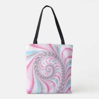 Pastel Pink Blue Candy Cane Spiral Fractal
