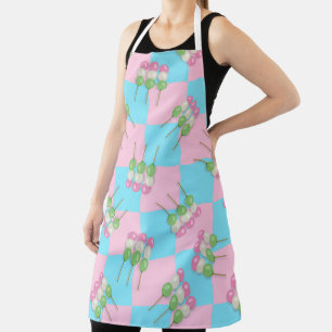 Pastel Pink Blue Checkered Dango All-Over Apron