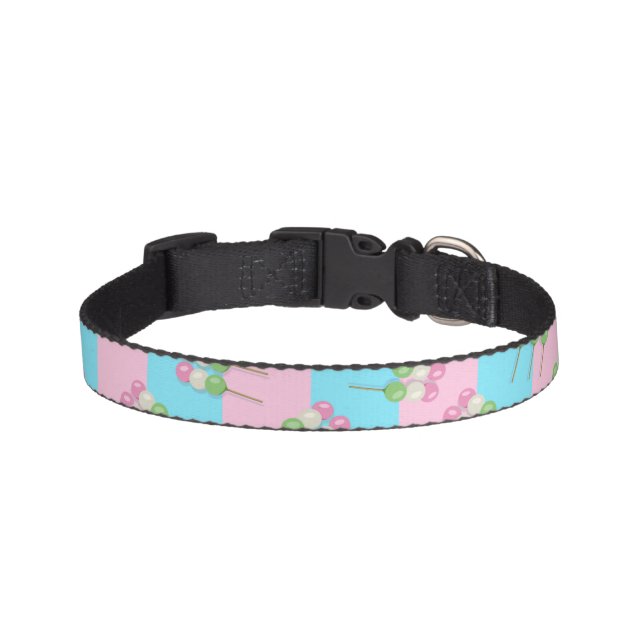 Pastel Pink Blue Checkered Dango Dog Collar (Front)