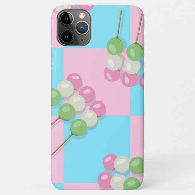 Pastel Pink Blue Checkered Dango iPhone Case (Back)