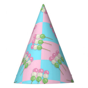 Pastel Pink Blue Checkered Dango Party Hat