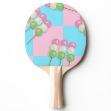 Pastel Pink Blue Checkered Dango Ping Pong Paddle
