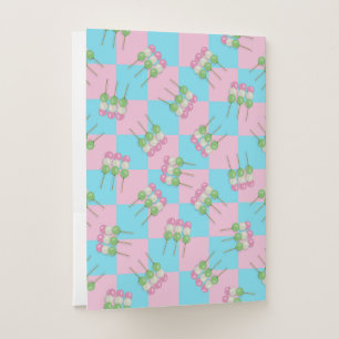 Pastel Pink Blue Checkered Dango Pocket Folder