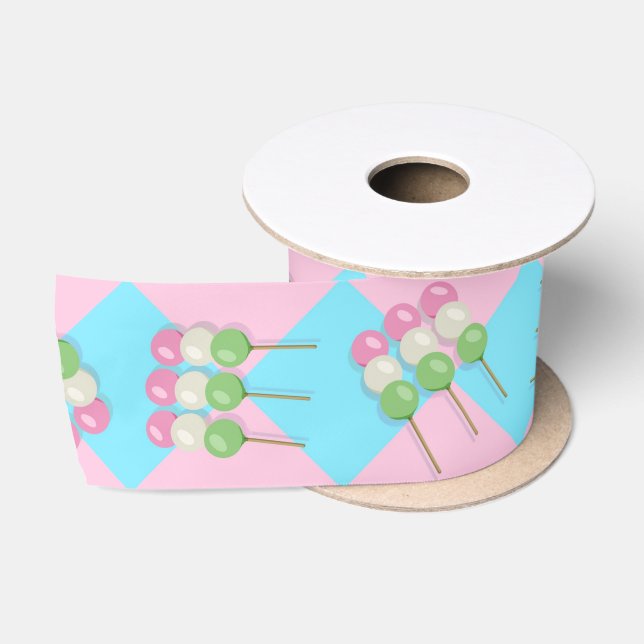 Pastel Pink Blue Checkered Dango Ribbon (Spool)