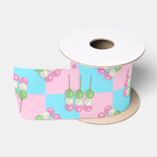 Pastel Pink Blue Checkered Dango Ribbon