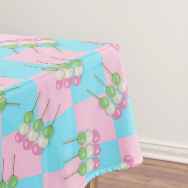 Pastel Pink Blue Checkered Dango Tablecloth (In Situ)