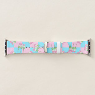 Pastel Pink Blue Checkered Dango Watch Band
