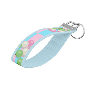 Pastel Pink Blue Checkered Dango Wrist Keychain
