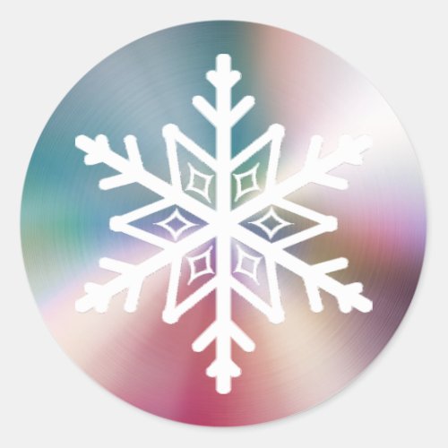 Pastel Pink Blue Colorful Christmas Snowflake Classic Round Sticker