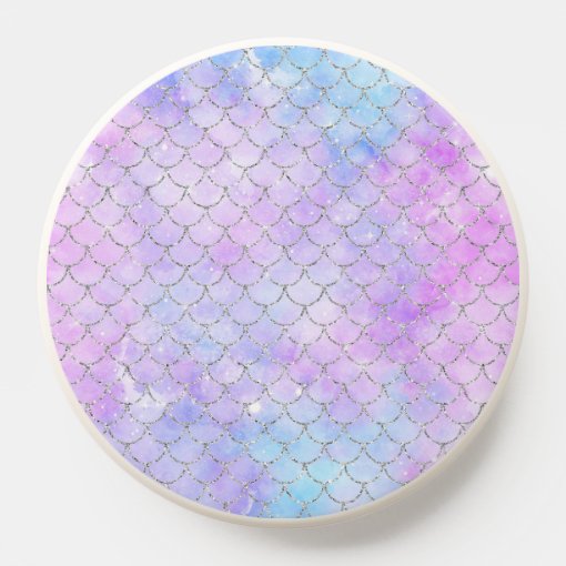Pastel Pink Blue Cute Mermaid Scales Faux Glitter PopSocket | Zazzle