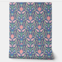 Pastel Pink Blue Floral Art Nouveau
