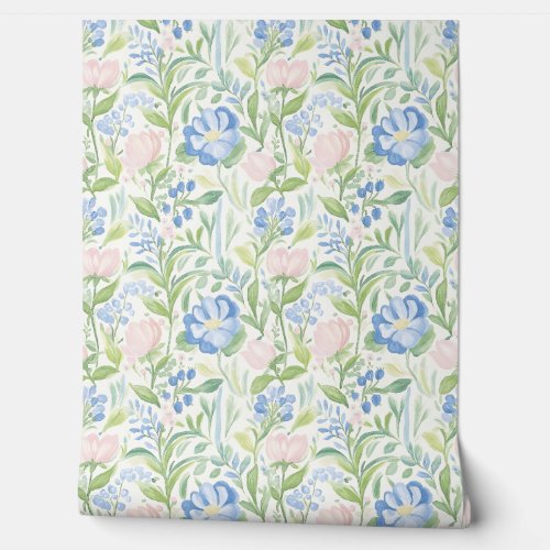 Pastel Pink Blue Floral Pattern Wallpaper Pastel Pink Blue Floral Pattern Wallpaper