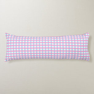 Pastel Pink Blue Gingham Plaid Body Pillow