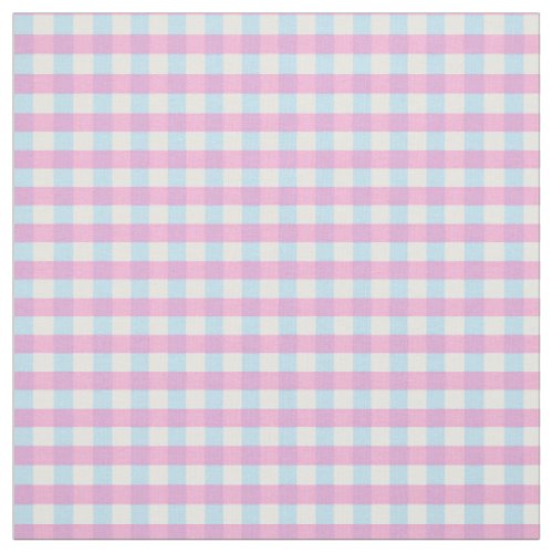 Pastel Pink Blue Gingham Plaid Check Fabric