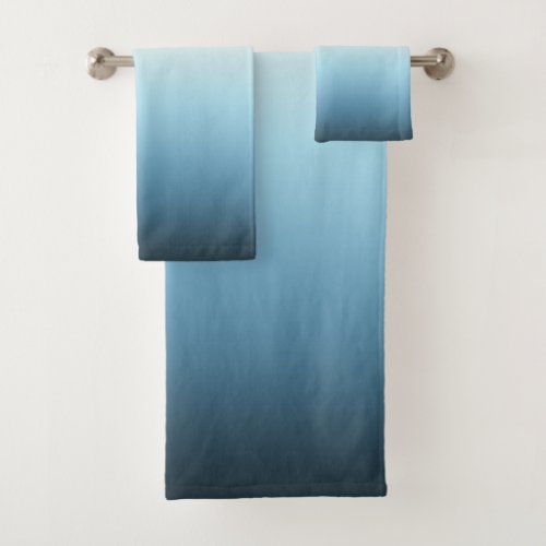 Pastel Pink  Blue Gradient Indigo Rose Ombre    Bath Towel Set