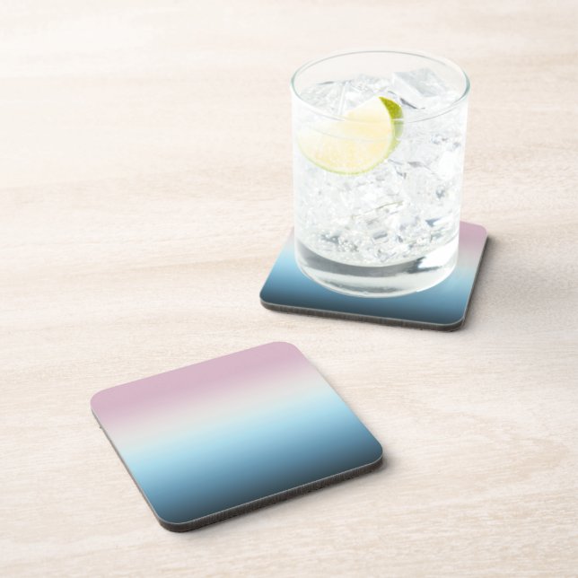 Pastel Pink & Blue Gradient Indigo Rose Ombre  Beverage Coaster (Right Side)