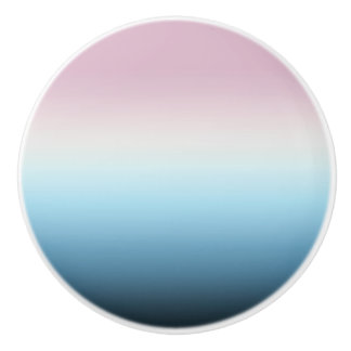 Pastel Pink & Blue Gradient Indigo Rose Ombre Ceramic Knob