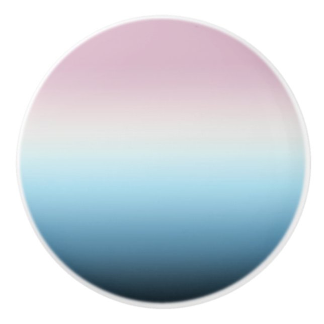 Pastel Pink & Blue Gradient Indigo Rose Ombre  Ceramic Knob (Front)
