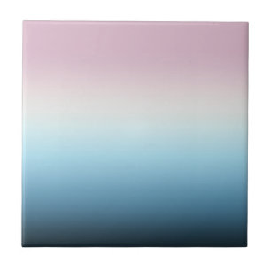 Pastel Pink & Blue Gradient Indigo Rose Ombre Ceramic Tile