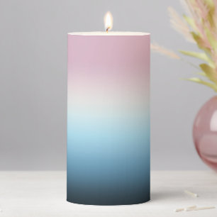 Pastel Pink & Blue Gradient Indigo Rose Ombre Pillar Candle
