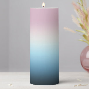 Pastel Pink & Blue Gradient Indigo Rose Ombre Pillar Candle